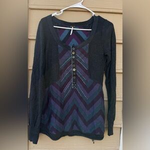 New- Free People Chevron Sweater button down long sleeve